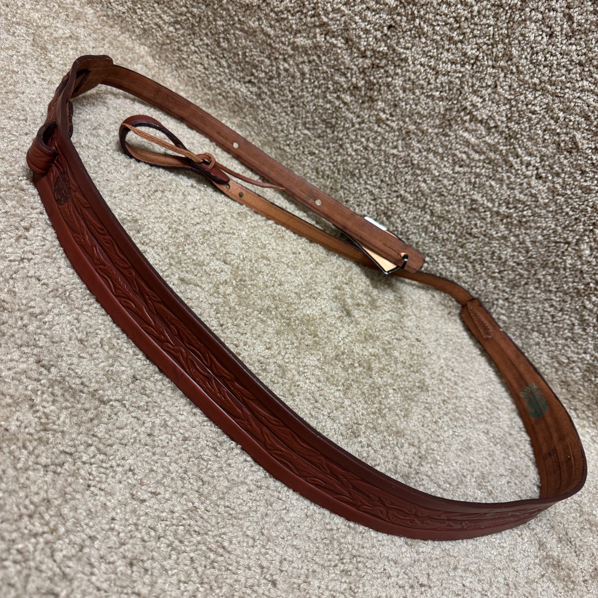 Long Hollow Leather 70080 Tooled Dobro Resonator Strap Brown