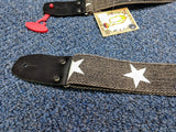 Henry Heller Cotton Guitar Strap Faded Black Wash Stars