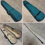 Unlabeled 3/4 Violin Flame Maple w/ Case & Bow A