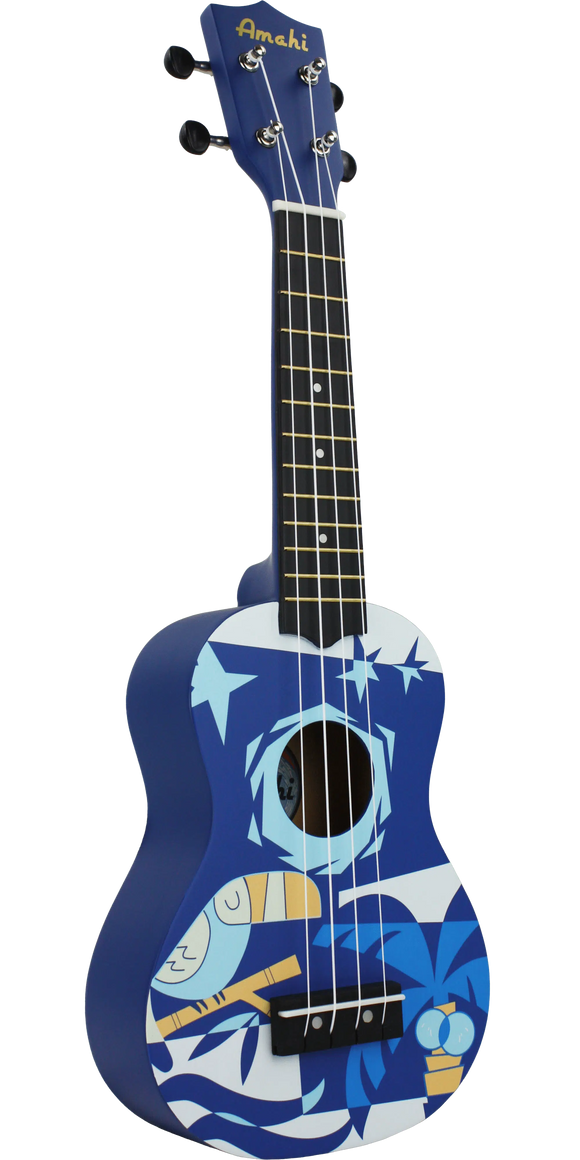 Amahi DDUK2 Soprano Ukulele Blue Bird w/ Bag