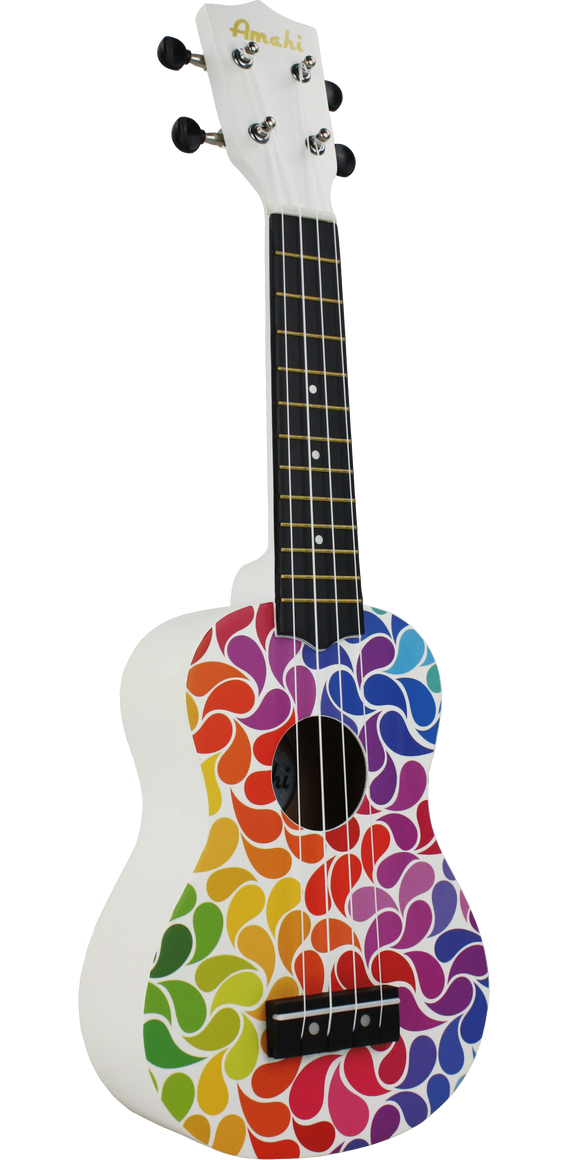 Amahi DDUK3 Rainbow Flower Ukulele w/ Bag