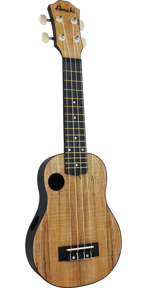 Amahi Troubadour Spalted Maple HCLF770 Ukulele w/ Bag