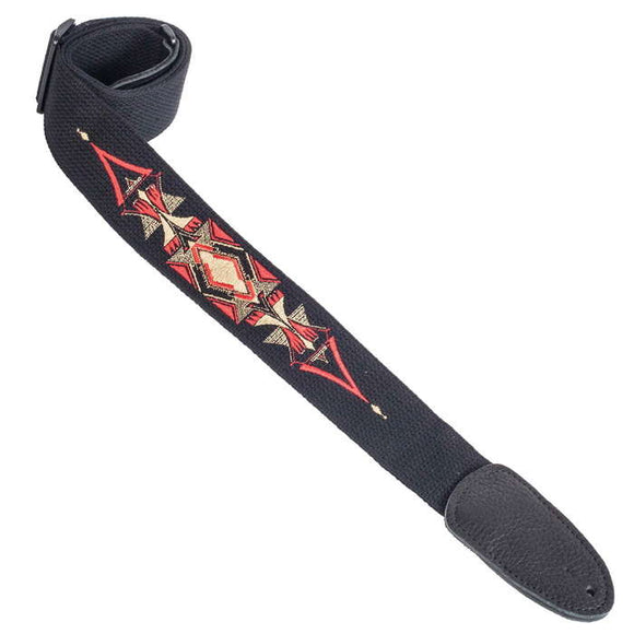 Henry Heller David Hale Embroidered Design Guitar Strap Black