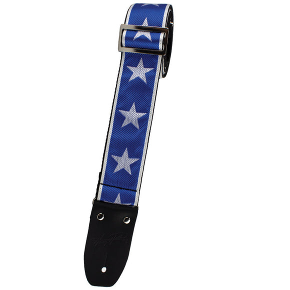 Henry Heller Jacquard Guitar Strap Blue Silver Star