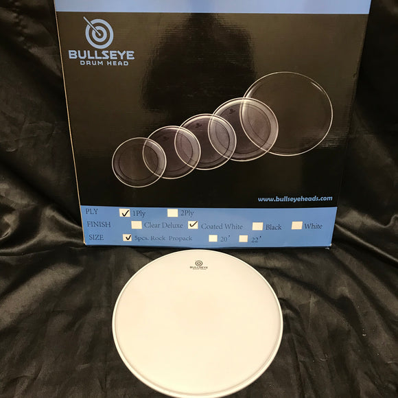 Bullseye Drum Head 5 Pc Propack-White: Coated