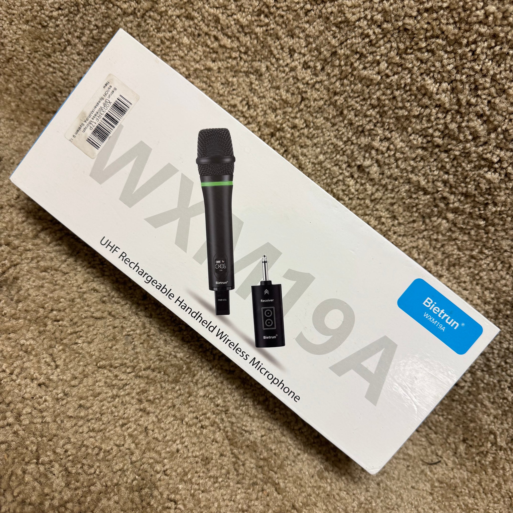 Bietrun Wireless Microphone Rechargeable, 168FT Range Bluetooth Microphone Wireless (Work 7 hrs) with 1/4'' Output, UHF Metal Handheld Dynamic Mic for