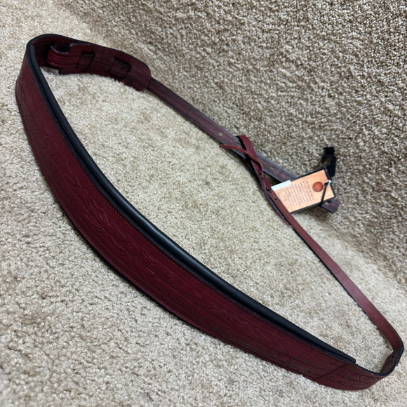 Long Hollow Leather 70085 Deluxe Softy Tooled Dobro Resonator Strap Burgundy