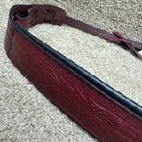 Long Hollow Leather 70085 Deluxe Softy Tooled Dobro Resonator Strap Burgundy