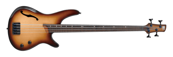 Ibanez Soundgear Bass Fretless F Hole Natural Browned Burst Flat