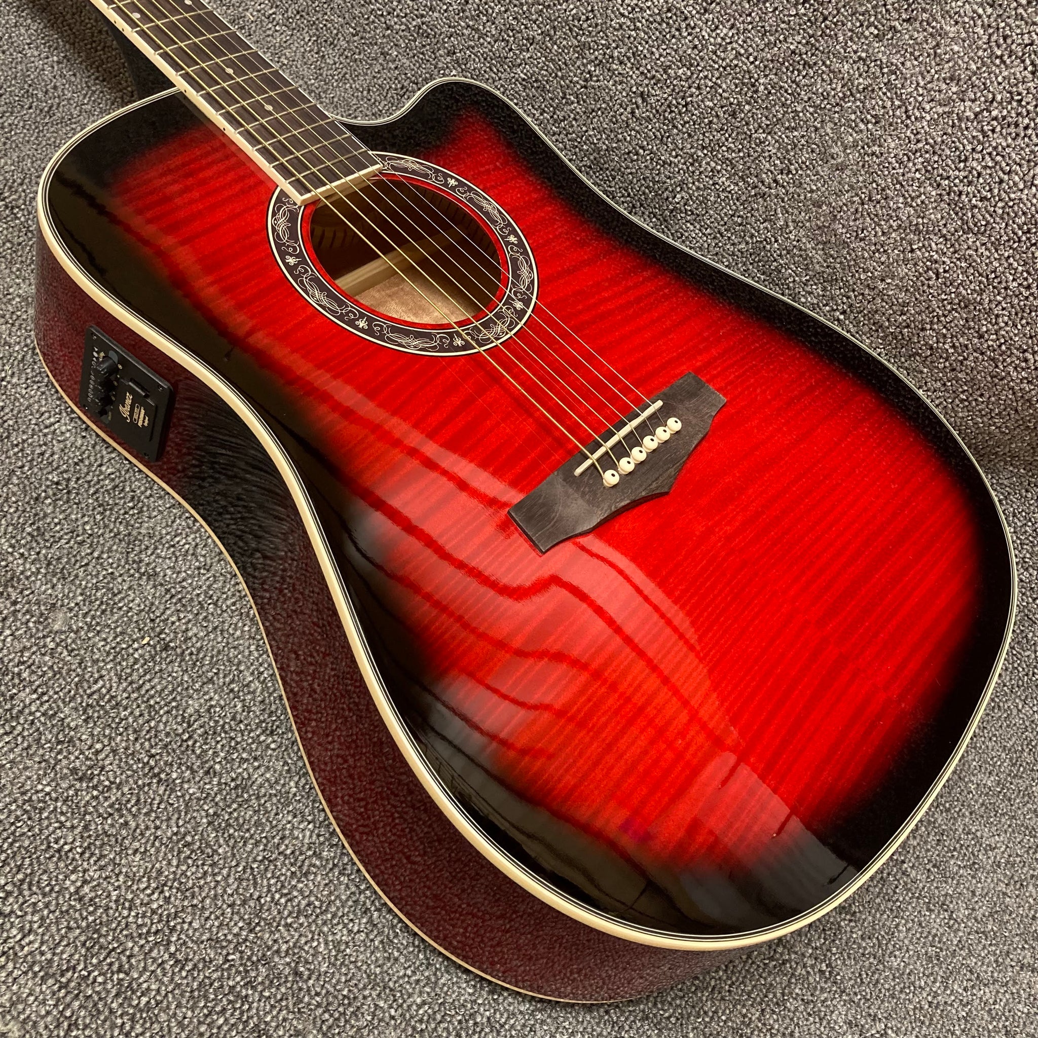 NEW Ibanez PF28ECE-TRS Acoustic Guitar - Transparent Red Sunburst