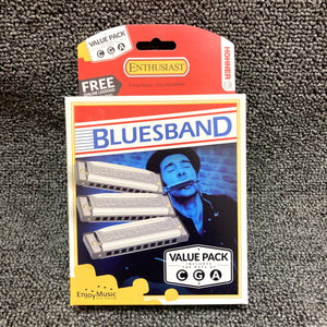 New Hohner Bluesband 3 Harmonicas Value Pack w/Case and Online  Lessons